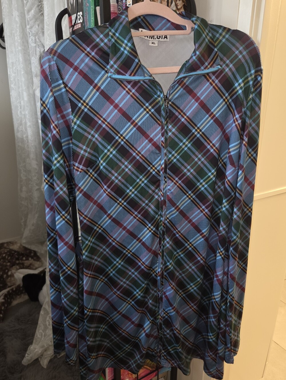 I.AM.GIA Plaid Zip Dress in Blue Size XL Like New